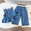Conjuntos Infantis Femininos Dianxi, Roupas de Primavera, Novos Coletes Jeans da Moda para Bebês, Calças, Camisetas Básicas, Roupas para Bebês de Primavera e Outono