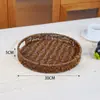 Cesta de fruta tejida de imitación de ratán tejida a mano cesta de almacenamiento de snacks para supermercado marco para frutas y verduras cesta de pan bandeja rectangular