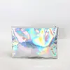 Bolsa de zíper de PVC prateado com laser deslumbrante, moda casual criativa, para festa, bolsa de mão de PVC prateado com laser deslumbrante