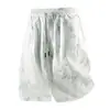 Modelo 7192 [Fornecimento Direto da Fábrica] Verão Seersucker Unissex Corte Solto Shorts Versátil Tamanho Grande M-8XL