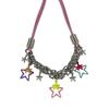 Colar com Pingente Estrela Colorida de Dopamina Doce Cool Spice Girl Design de Nicho Corrente para Clavícula Colar Elegante da Moda Trendy