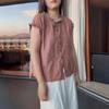 25915 Xin Da Ai Mei Yuan Verão 2025 Nova Versão Coreana Camisa Xadrez Única Jovem Moda Feminina