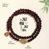 Pulsera de Doble Círculo de Granate de 4 mm para Mujer, Joyería de Mano de Calabaza de Jade Hetian, Pulsera de Granate al por Mayor