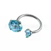 Arete de Aleación de Titanio F136 Anillo de Herradura Doble Extremo de Circonita Rosca 0.9 Stud Labial en Espiral Interno Forma de C Joyería Stud para Cartílago de la Oreja