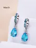 Conjunto de collar y aretes transfronterizos europeo y americano piedra de nacimiento de diciembre circonita acero inoxidable colgante de gota