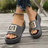 Comercio electrónico transfronterizo, talla grande, colección de verano 2026, sandalias de cuña para mujer, sandalias de plataforma, sandalias de playa de suela gruesa
