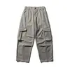 Beijie Moda Masculina 2026 Primavera Novo Calça Cargo com Bolso Grande Marca da Moda Masculina Calça de Perna Reta Cor Sólida Calça Casual Solta