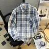 Camisa Masculina 2025 Primavera Nova Chegada Tendência Fashion Versátil Masculina Manga Longa Xadrez Masculino