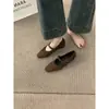 Primeiro Encontro com os Versáteis e Gentis Sapatos de Salto para a Noite: Sapatos Mary Jane de Camurça com Tira Única, Bico Quadrado Baixo, para Mulheres, Adequados para o Trabalho