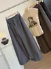 Calça Casual de Lã Estilo Coreano Feminina Outono Inverno 2026 Nova Solta Emagrecedora Elástica Cintura Alta Perna Larga Longa Calça Banana