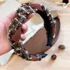 Diadema de Punto Retorcido para Otoño e Invierno con Bordes Anchos y Corona Alta, Accesorio para el Cabello de Diadema de Gama Alta Retro Francés Color Café Melado