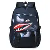 Tendência da Moda Masculina Tubarão Popular Transfronteiriça Mochila para Jovens Ensino Fundamental Grande Capacidade Impermeável Personalizada Atacado