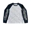 Camiseta de Manga Longa Estilo Americano Transfronteiriça Europeia e Americana, Top Estampado Retrô Escuro Y2K, Roupa Fashion Gótica High Street Ins