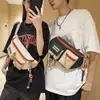 Mochila Ins de Marca Tendência Feminina Casual Estilo Japonês Bolsa Transversal Versátil Cor Contrastante Bolsa de Peito para Casal Bolsa de Ombro para Comutador Viagem Masculina