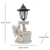 Adorno Decorativo de Jardín de Resina Cruz Pequeño Ángel Estatua Manualidad Luz Solar Exterior Patio Paisajismo Luz de Atmósfera
