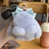 Coelhinho FofoChaveiro de Carro Pingente de Pelo de Coelho Real Boneca de Pelúcia Enfeite de Bolsa Presente
