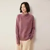 Suéter de Cashmere Feminino Gola Alta Cor Sólida Malha Grossa 7 Fios Raglan Solto Pulôver Camisa Base Tricotada Outono/Inverno 2026