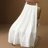 Falda Blanca Francesa para Mujer Otoño 2025 Nuevo Diseño Nicho Borde de Encaje Elegante Cintura Alta Falda Línea A