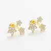 Novos Brincos Flor de Três Estrelas Estilo Francês Transfronteiriços para Mulheres, Brincos de Zircônia Moda de Nicho, Acessórios de Orelha de Zircônia Estilo Minimalista Tendência