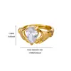 Anillo Geométrico de Oro Laminado de 18 Quilates con Circonita de Corazón Colorida Que No Se Desvanece, Lujo Accesible y Tendencia en Joyería