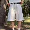 Shorts Brancos de Sarja com Pintura Salpicada Estilo High Street Americano Masculino Tamanho Plus Soltos Marca Trendy Pernas Retas Shorts com Caimento