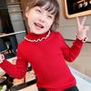 [en stock] Camiseta de fondo de punto para niñas de Corea del Sur, otoño e invierno, nueva, cuello alto, estilo extranjero, niños cálido