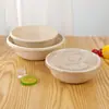Tazón Biodegradable de Papel Kraft, Caja de Empaque Redonda Engrosada de Pulpa de Caña de Azúcar con Tapa, Caja Ligera para Ensalada/Comida, Engrosada y Duradera