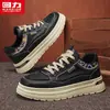 Zapatos de trabajo para hombre, zapatos de lona, suela gruesa, que aumentan la altura, zapatos casuales versátiles, de caña baja, antideslizantes, resistentes al desgaste, zapatillas deportivas retro para hombre