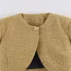 Comercio Exterior Transfronterizo Ropa de Mujer Primavera Nuevo Estilo Moda Europea y Americana Color Metálico Estructura de Hilo Chaqueta Corta de Manga Larga