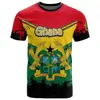 2025 Novo Verão Mais Vendido Mapa de Gana Camiseta Estampada em 3D Roupas Masculinas Camiseta Casual Esportes, Bola Masculina
