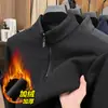 Sudadera Gruesa de Cuello Medio para Papá, Camiseta Forrada de Polar Cálida Todo en Uno para Hombres de Mediana Edad y Mayores, Camiseta Base Ajustada de Terciopelo para Hombre