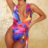 Traje de baño de una pieza de AliExpress 2023, nuevo, para mujer, comercio exterior, Amazon, Europa y América, sexy, conservador, retro, estampado, sin espalda.