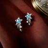 Pendientes de Gancho de Oreja de Estrella Pentagonal de Circonita de Lujo Ligero de Gama Alta Moda Europea y Americana Exquisitos de Nicho Elegantes Pendientes de Celebridad de Internet para Mujeres