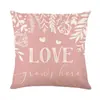 Fronha de Almofada Rosa Dia dos Namorados Xadrez Amor Estampado Fronha de Linho Sofá Capa de Almofada Decorativa Presente de Natal