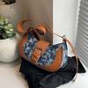 Bolso de mezclilla retro estilo coreano para mujer, bandolera de hombro con contraste de color, primavera 2024
