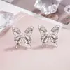 Brincos de Borboleta Vazada Zircônia Super Brilhantes para Mulheres, Design de Nicho, Brincos Únicos, Moda de Alto Padrão, Brincos Exquisitos Estilo Coreano