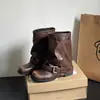 Botas Vaqueras Occidentales para Mujer Botas Arrugadas de Tacón Grueso 2026 Otoño/Invierno Nuevas Versátiles Estilo Retro Tacón Grueso Botas de Caballero Botines