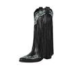 Botas Vaqueras Transfronterizas de Amazon Bordadas Otoño e Invierno Nuevas Botas de Caballero Talla Grande Borla Tacón Grueso Remaches Occidentales Botas Altas
