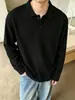 Camisa POLO Masculina Confortável e Preguiçosa Estilo Old Money Nova Tendência Marca 2026 Outono/Inverno Blusa Versátil de Gola V Solta Masculina