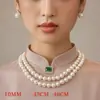 Combinado com Colar Cheongsam, Corrente para Clavícula de Pérola Imitação de Milho de Três Camadas, Corrente Curta Estilo Retrô Francês com Múltiplos Círculos para Mulheres