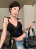 Chicas Calientes Encaje Puro Sexy Lazo Tirantes Espagueti Chaleco Corto Ropa Exterior para Mujer con Almohadilla en el Pecho Hermosa Ropa para la Espalda para Verano