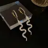 Brincos de Cobra Diamante Agulha de Prata Personalidade Europeia e Americana Sentido Avançado Temperamento Brinco de Orelha Brincos Sentido de Design Exagerado Brincos da Moda
