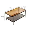 Mesa de centro de cristal estilo crema para sala de estar para apartamentos pequeños, mesa de té minimalista moderna para casas de alquiler, mesa de té cuadrada integrada pequeña