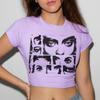 Camiseta Spice Girl de estilo europeo y americano, nueva camiseta de verano 2022 para mujer, de cuello redondo, manga corta, con estampado de letras y corte entallado hasta el ombligo.