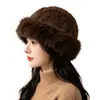 Nuevo sombrero mongol de comercio exterior transfronterizo para otoño e invierno, gorro de punto para mujer, sombrero de felpa cálido para proteger las orejas, sombrero de lana moderno y versátil