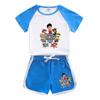 Wang Wang equipe infantil manga curta terno infantil verão estilo ocidental novo pequeno e médio porte crianças shorts casual moda duas peças na moda
