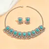 Collar y pendientes de estilo étnico retro, tridimensional, cuadrado, con temperamento exagerado, para mujer, ideal para el mercado de Oriente Medio.