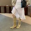 Botas Longas Redondas Retrô com Cano Reto 2026 Inverno Europeu e Americano Salto Escondido Botas Martin Botas Longas Preto Café Cáqui