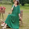 Vestido de Estilo Étnico, Falda Larga de Algodón y Seda Ajustada, Vestido de Playa Bohemio Floral de Verano para Mujer, Falda Larga