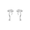 Pendientes de lazo estilo ballet de diseño único para mujer, ligeros, lujosos, con cinta de nicho y circonitas superllamativas. Pendientes de celebridades de Internet.